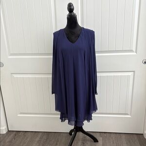 Jones New York Elegant Long Sleeve Dress in Deep Purple
